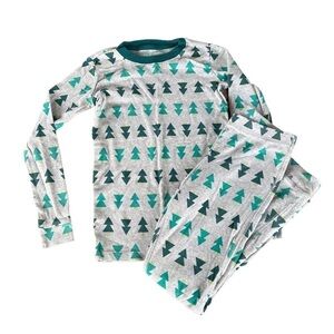 Primary Organic Cotton Christmas Tree Holiday Pajama Set 8-9 Green GUC